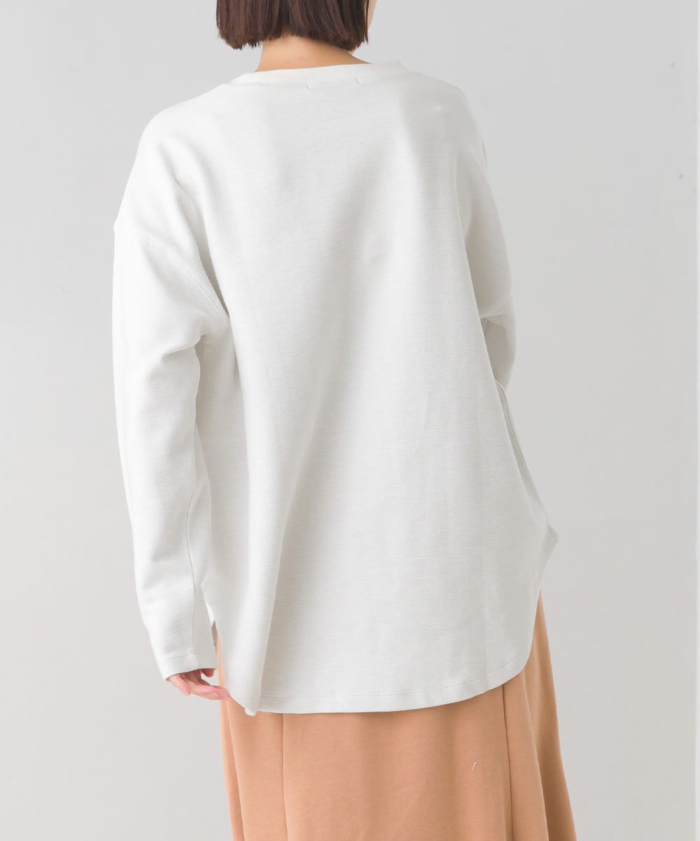 【OMNES】リップルダブルフェイス 裾ラウンド長袖Tシャツ【7123-5405】