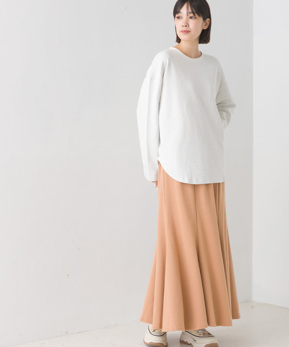 【OMNES】リップルダブルフェイス 裾ラウンド長袖Tシャツ【7123-5405】