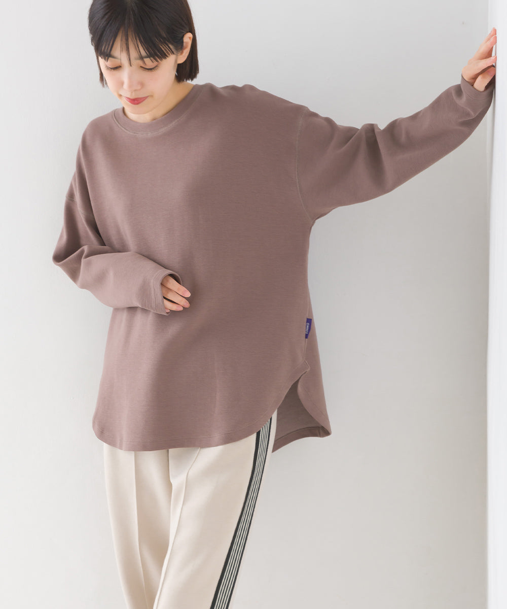 【OMNES】リップルダブルフェイス 裾ラウンド長袖Tシャツ【7123-5405】