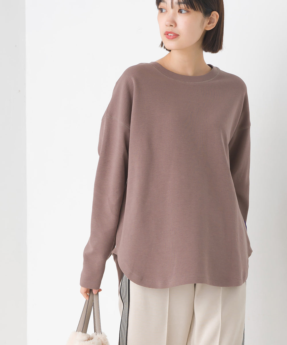 【OMNES】リップルダブルフェイス 裾ラウンド長袖Tシャツ【7123-5405】