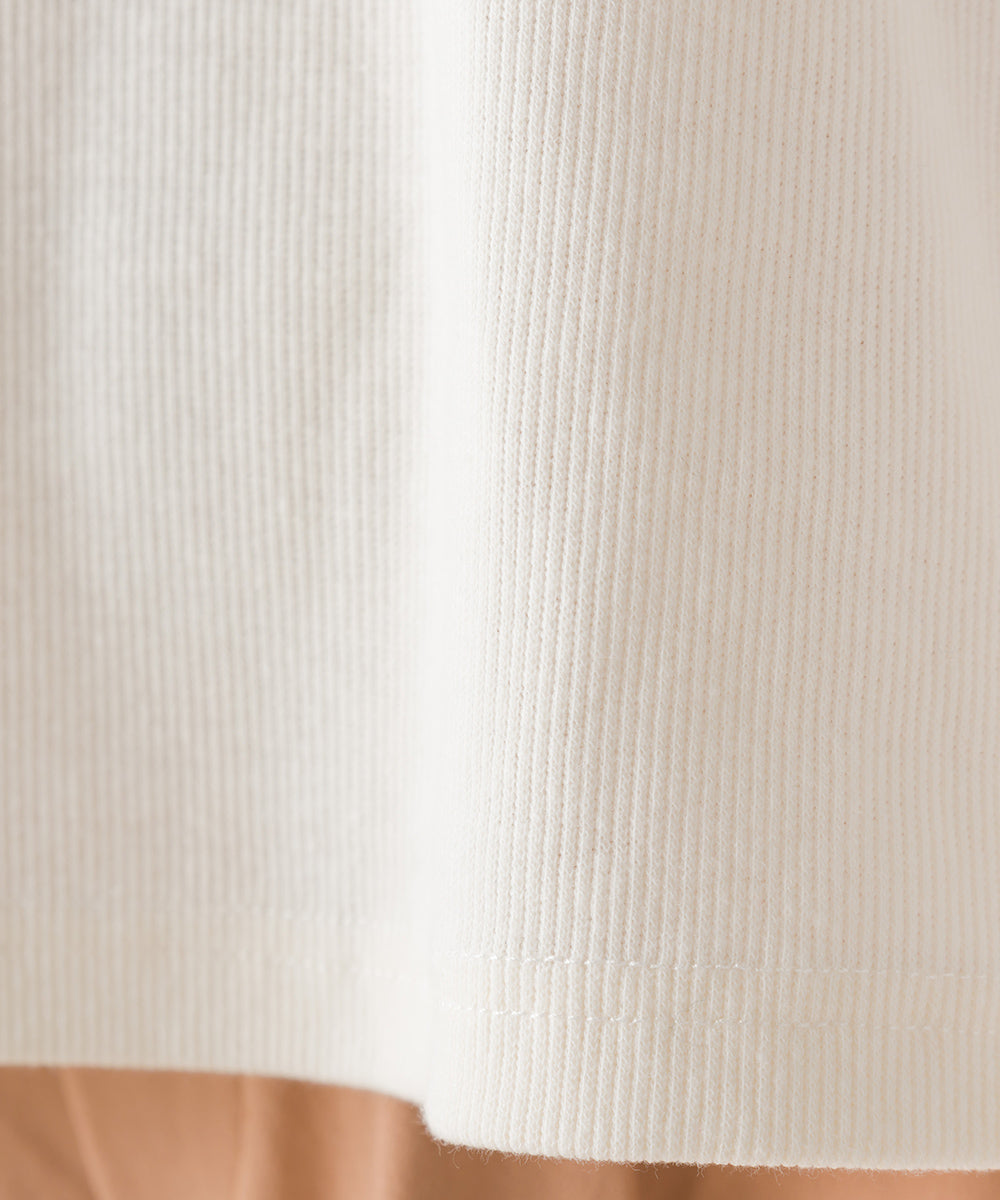 【OMNES】リブワイドスリーブ ヘンリーネック長袖プルオーバー【7123-5408】