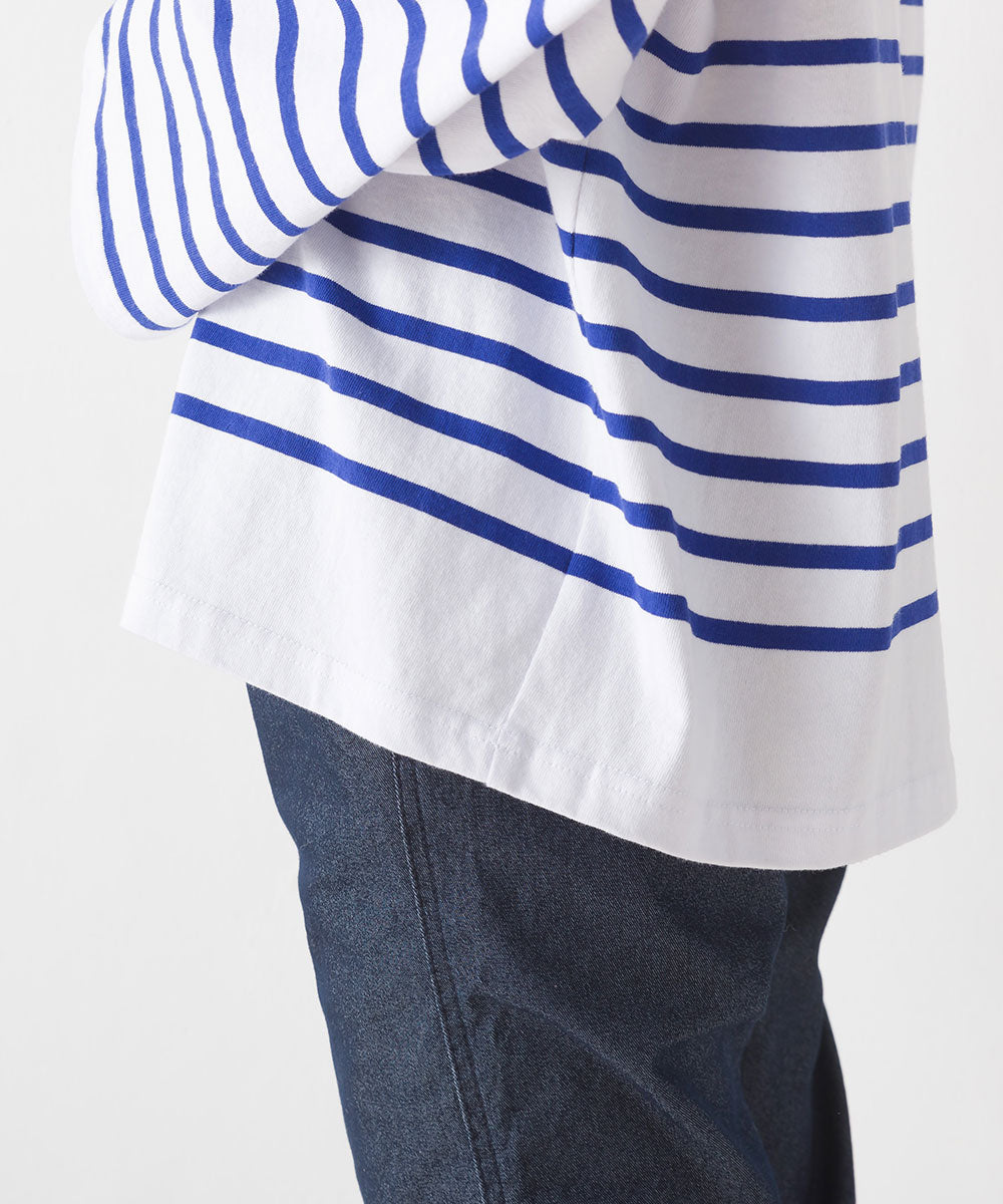 【OMNES】パネルボーダー ワイドスリーブ長袖Tシャツ【7123-5407】