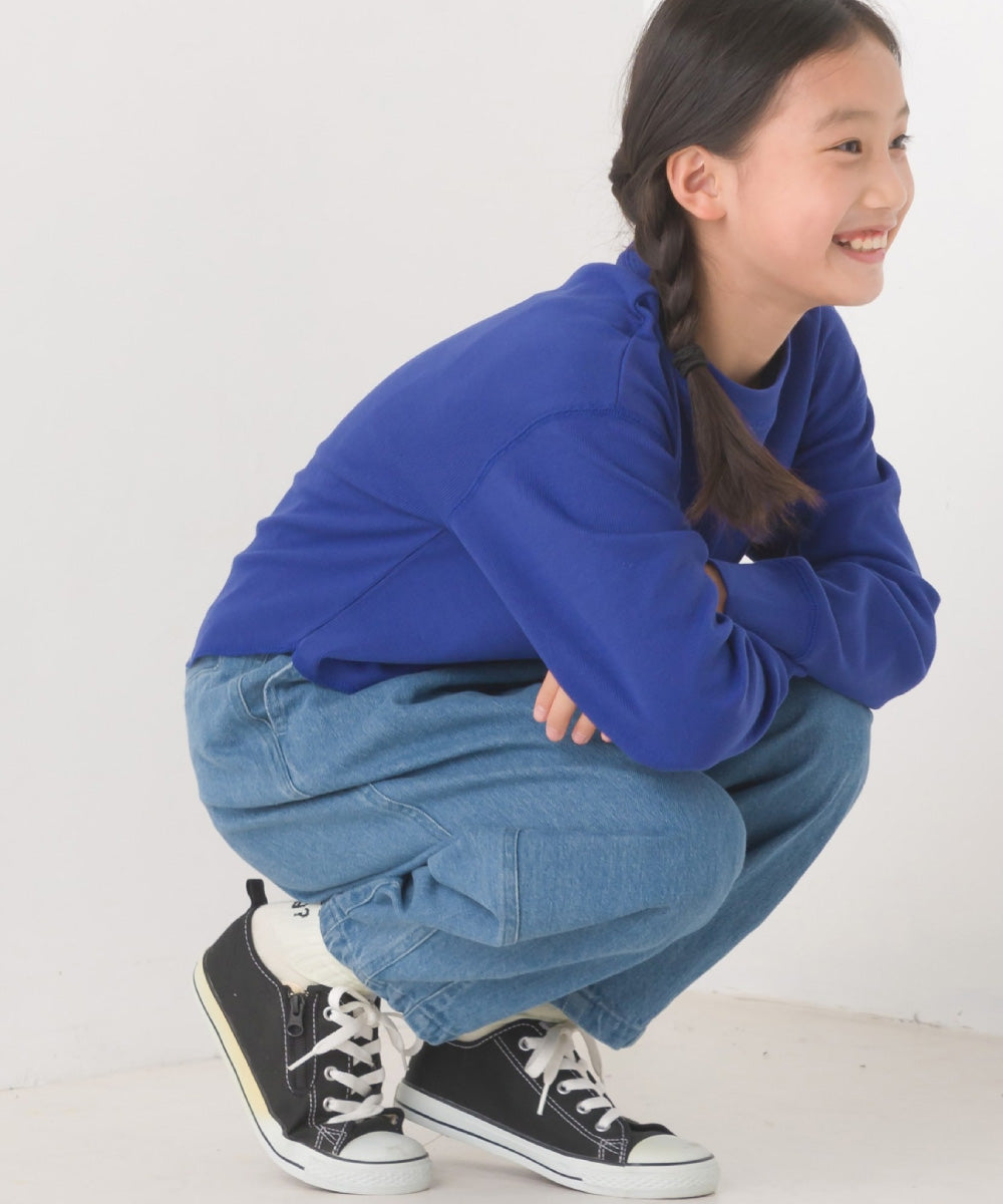 【OMNES】キッズ リブ裾ラウンドプルオーバー 長袖Tシャツ【7123-5410】
