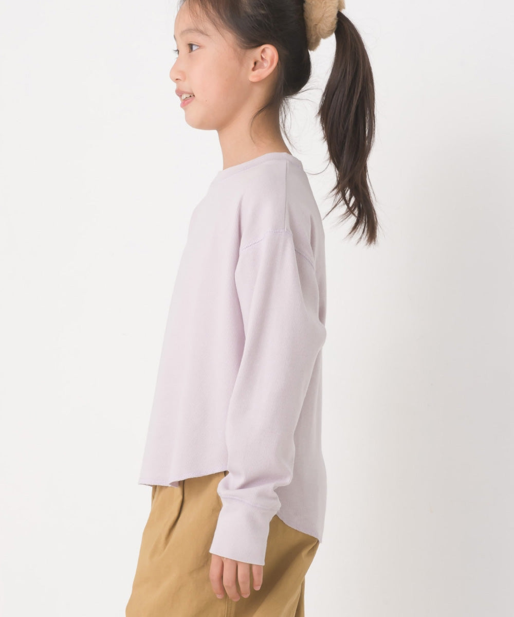 【OMNES】キッズ リブ裾ラウンドプルオーバー 長袖Tシャツ【7123-5410】