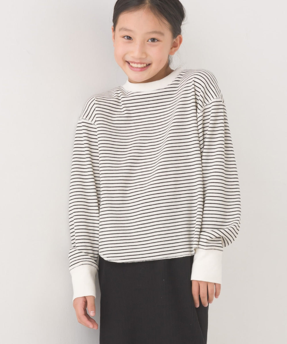 【OMNES】キッズ リブ裾ラウンドプルオーバー 長袖Tシャツ【7123-5410】