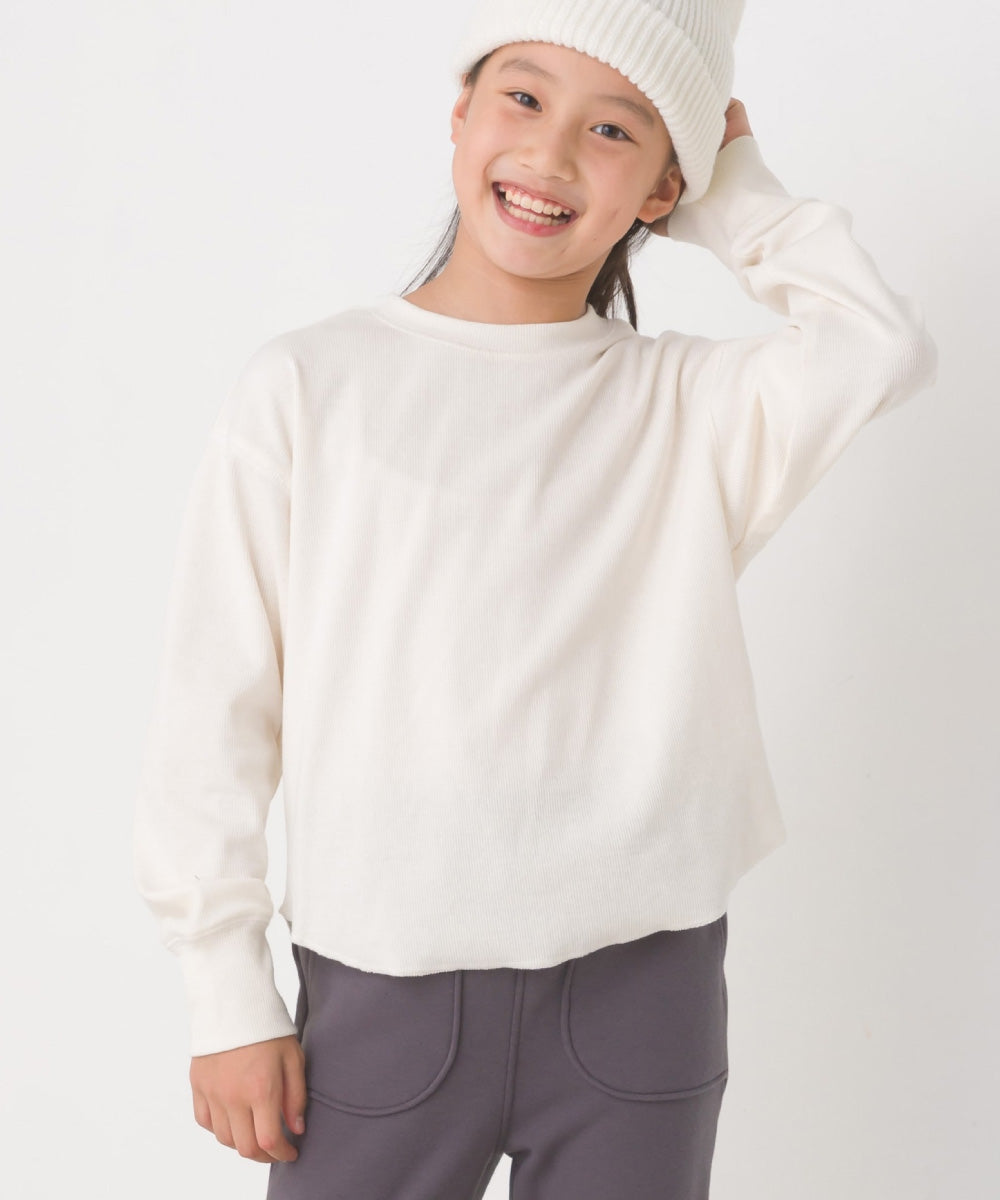 【OMNES】キッズ リブ裾ラウンドプルオーバー 長袖Tシャツ【7123-5410】