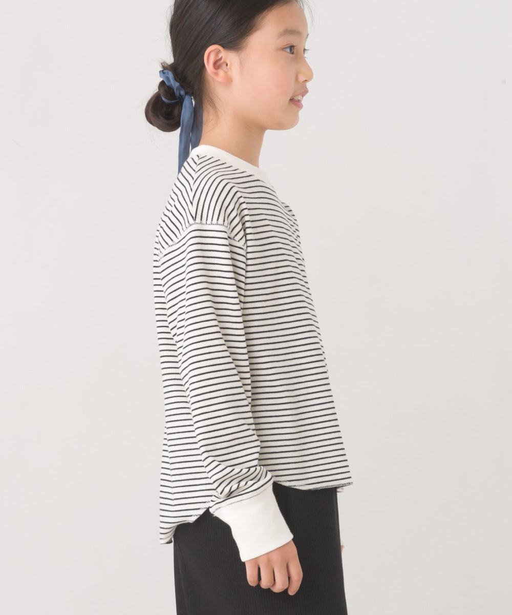 【OMNES】キッズ リブ裾ラウンドプルオーバー 長袖Tシャツ【7123-5410】