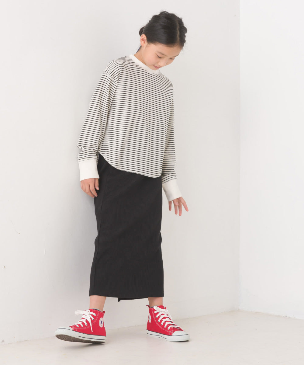 【OMNES】キッズ リブ裾ラウンドプルオーバー 長袖Tシャツ【7123-5410】