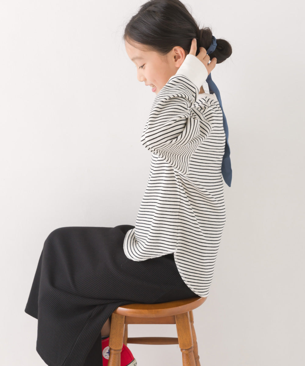 【OMNES】キッズ リブ裾ラウンドプルオーバー 長袖Tシャツ【7123-5410】