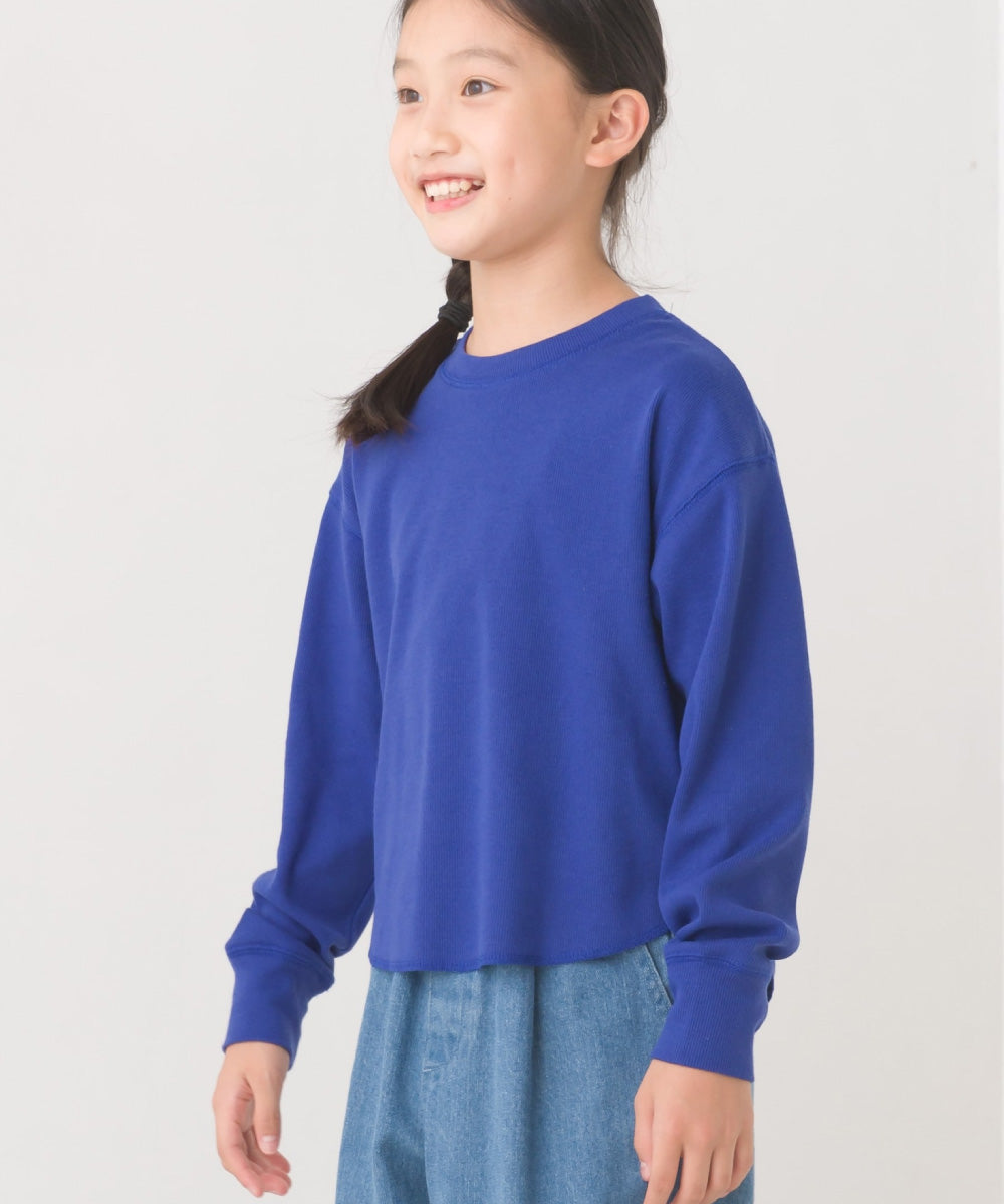 【OMNES】キッズ リブ裾ラウンドプルオーバー 長袖Tシャツ【7123-5410】