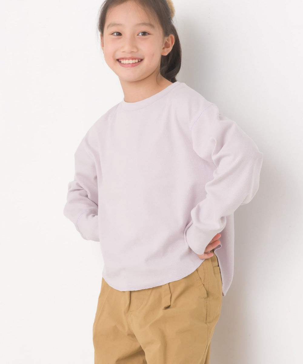【OMNES】キッズ リブ裾ラウンドプルオーバー 長袖Tシャツ【7123-5410】