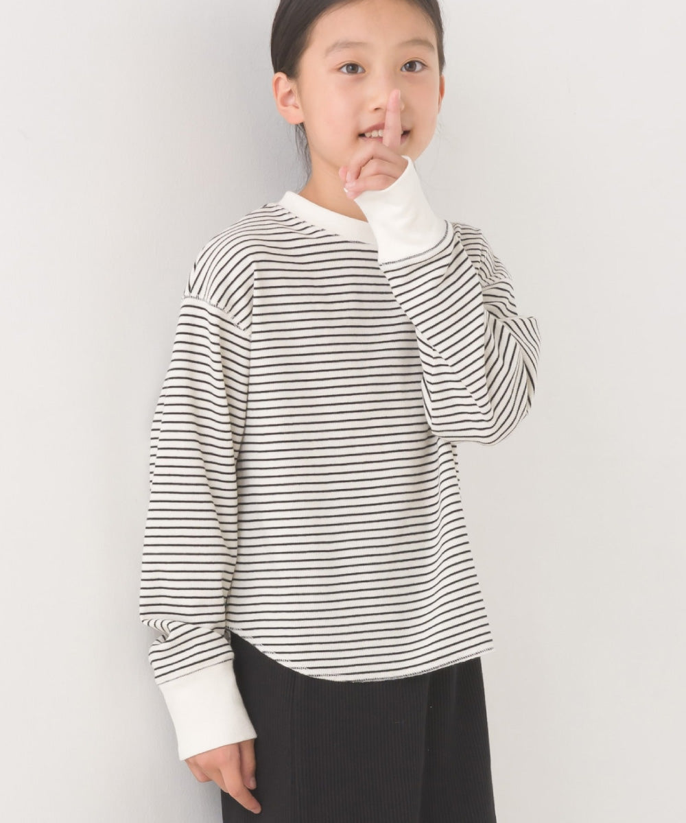 【OMNES】キッズ リブ裾ラウンドプルオーバー 長袖Tシャツ【7123-5410】