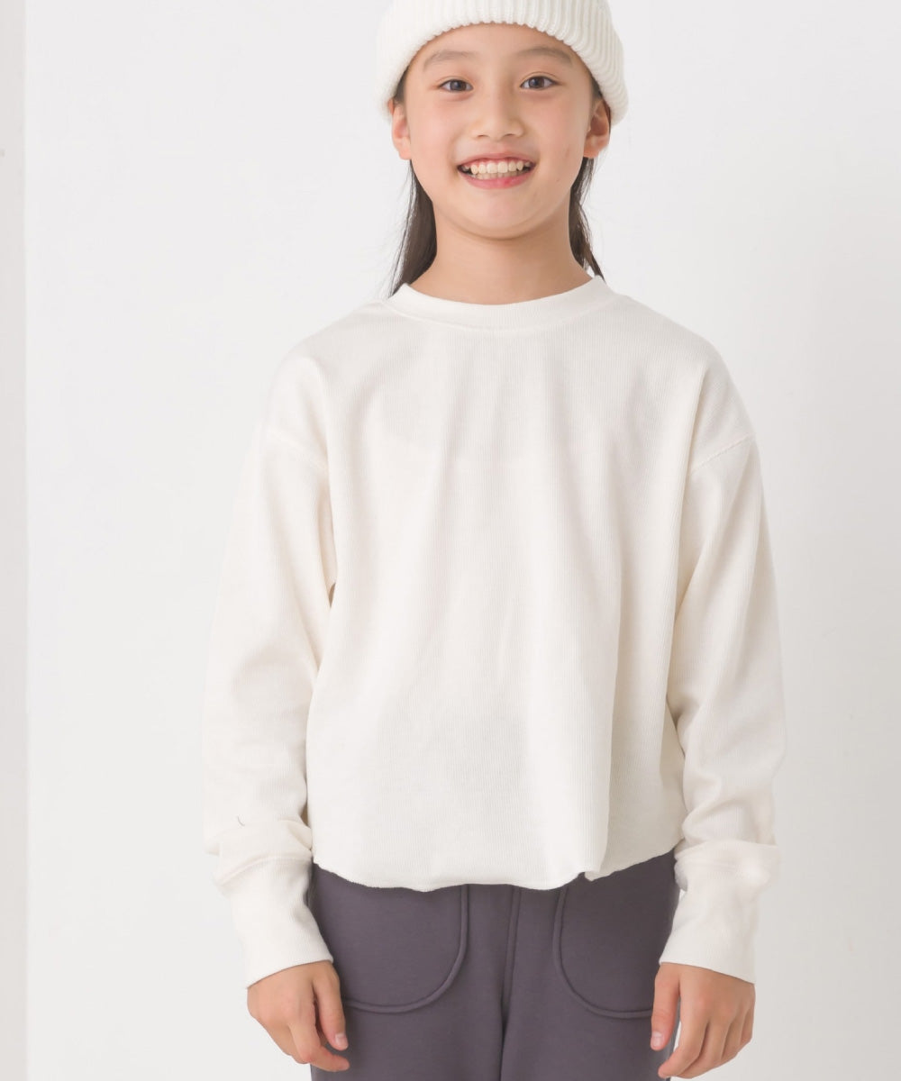 【OMNES】キッズ リブ裾ラウンドプルオーバー 長袖Tシャツ【7123-5410】
