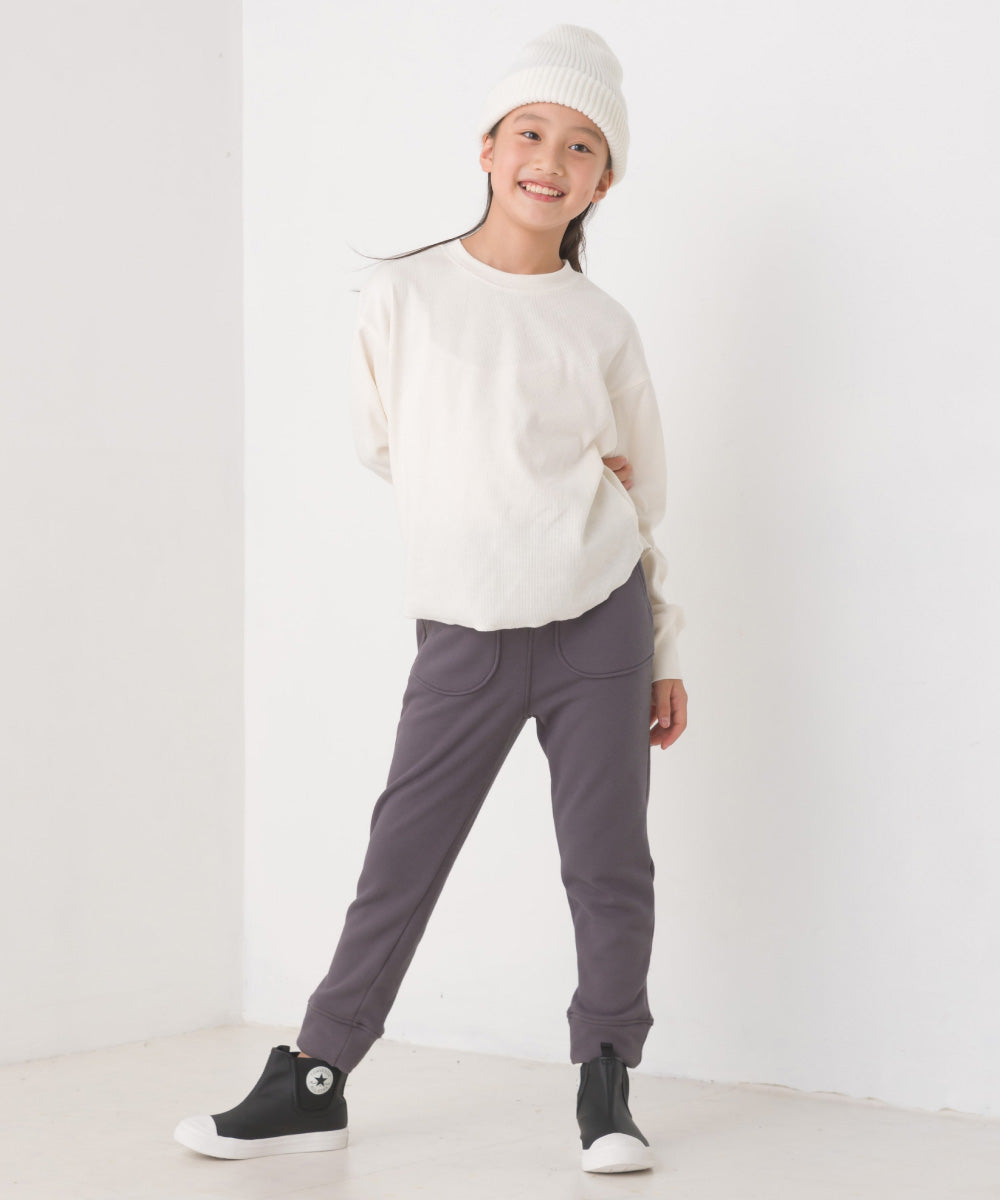 【OMNES】キッズ リブ裾ラウンドプルオーバー 長袖Tシャツ【7123-5410】