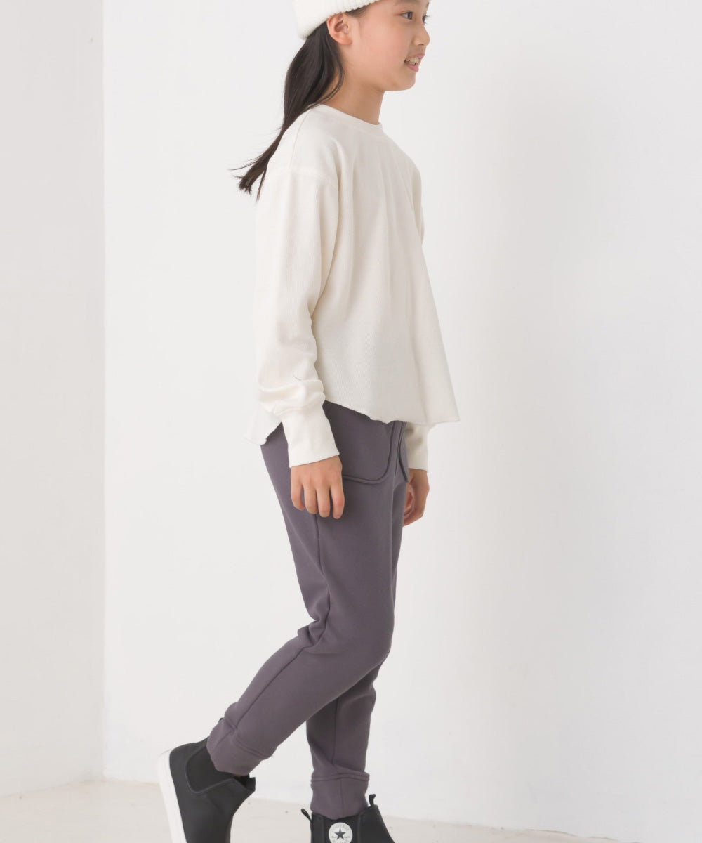 【OMNES】キッズ リブ裾ラウンドプルオーバー 長袖Tシャツ【7123-5410】