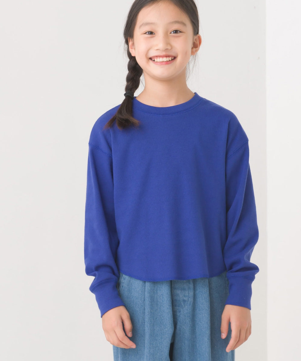 【OMNES】キッズ リブ裾ラウンドプルオーバー 長袖Tシャツ【7123-5410】