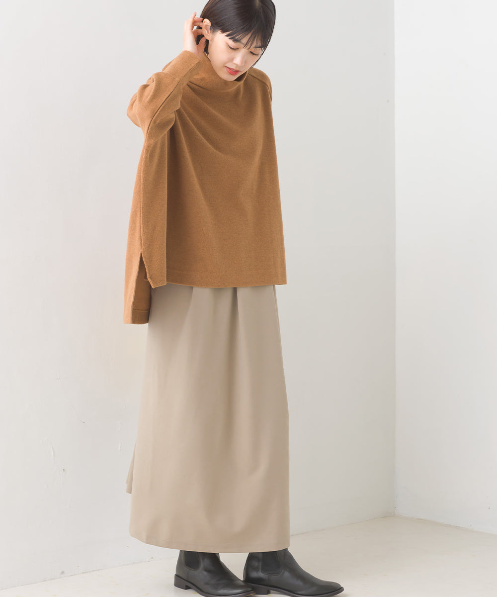 【OMNES】ニットリブ ワイドシルエットタートル 長袖【7123-5431】