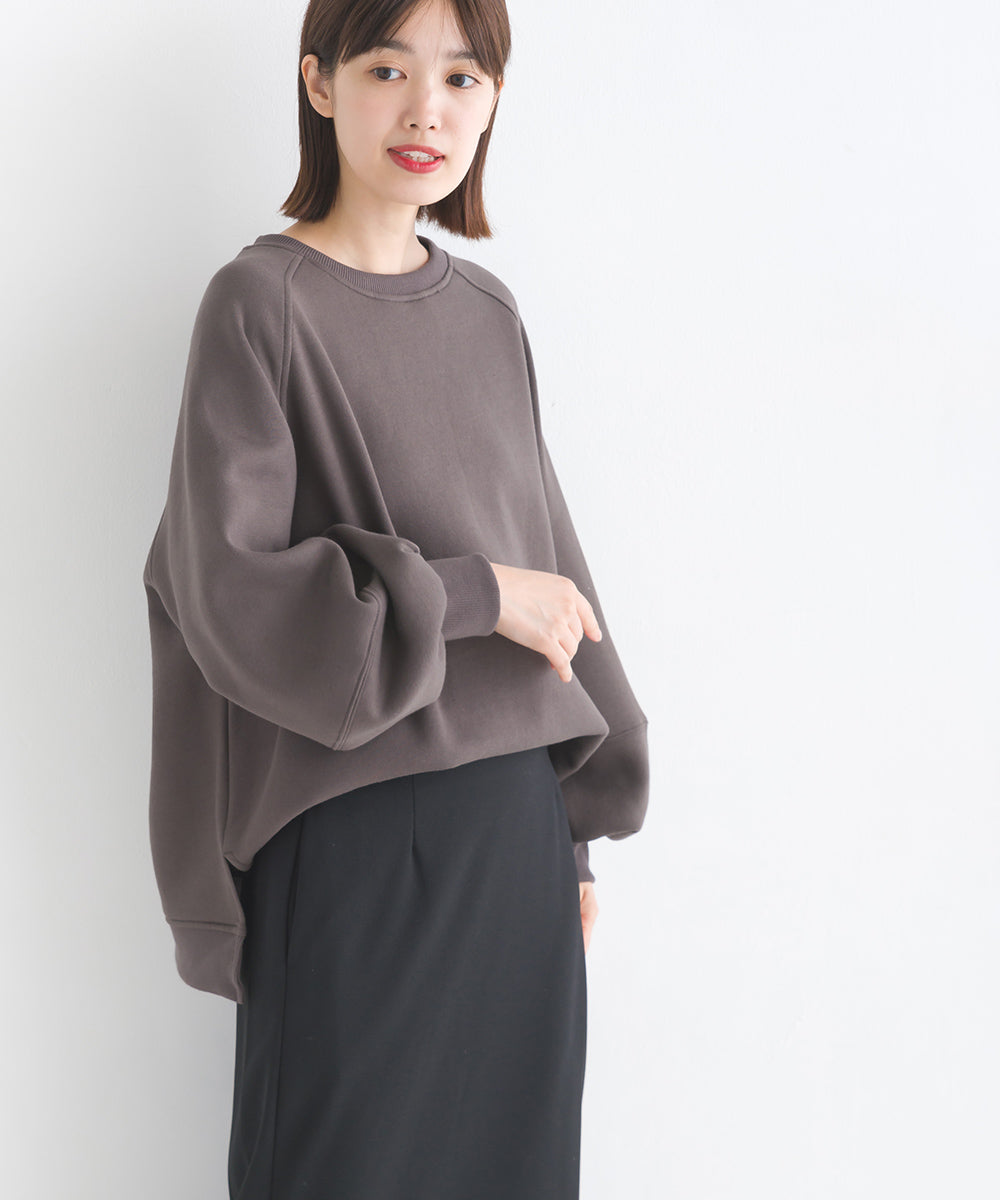 【OMNES】裏起毛スウェット ボリューム袖 長袖プルオーバー【7123-5454】