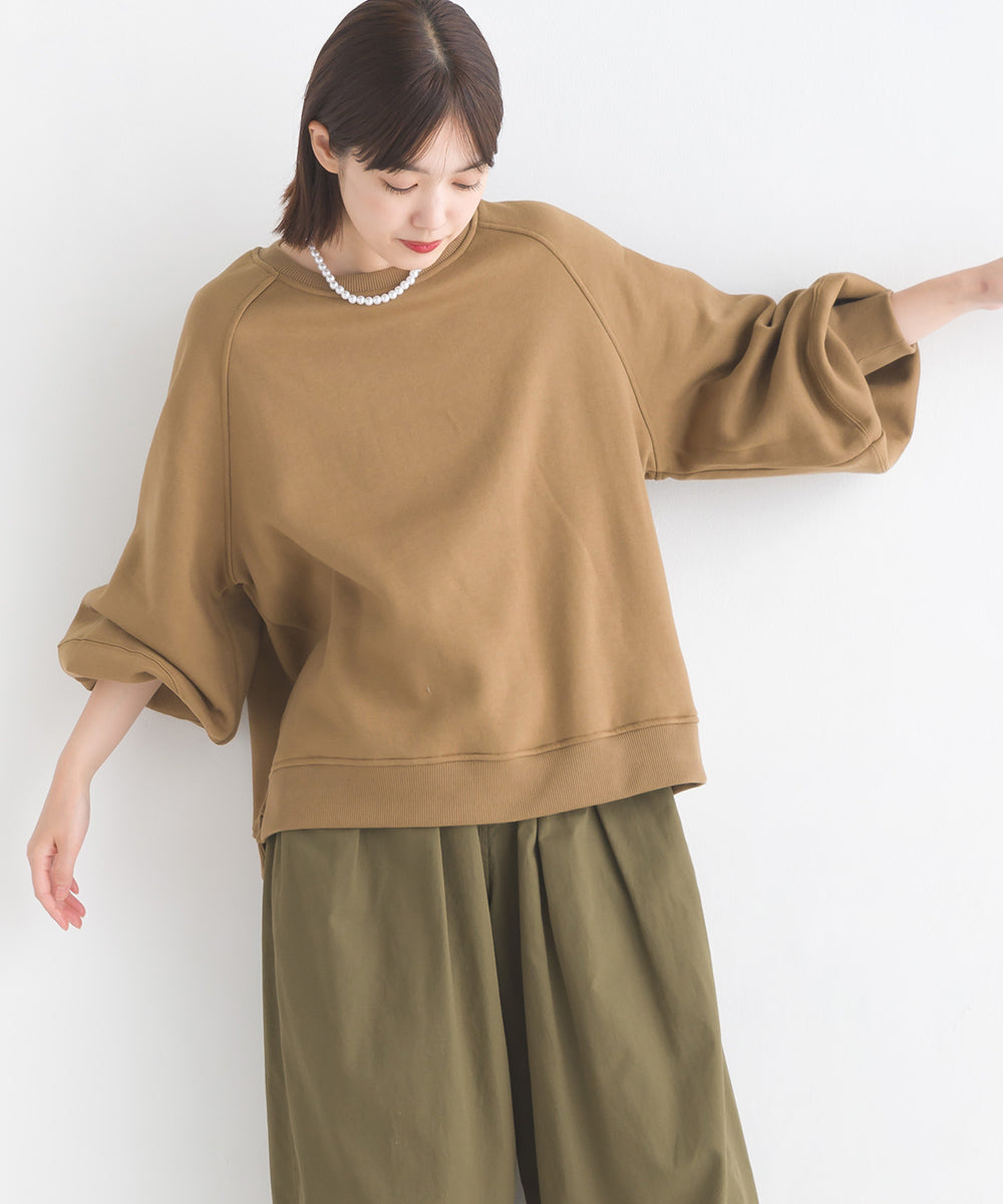 【OMNES】裏起毛スウェット ボリューム袖 長袖プルオーバー【7123-5454】