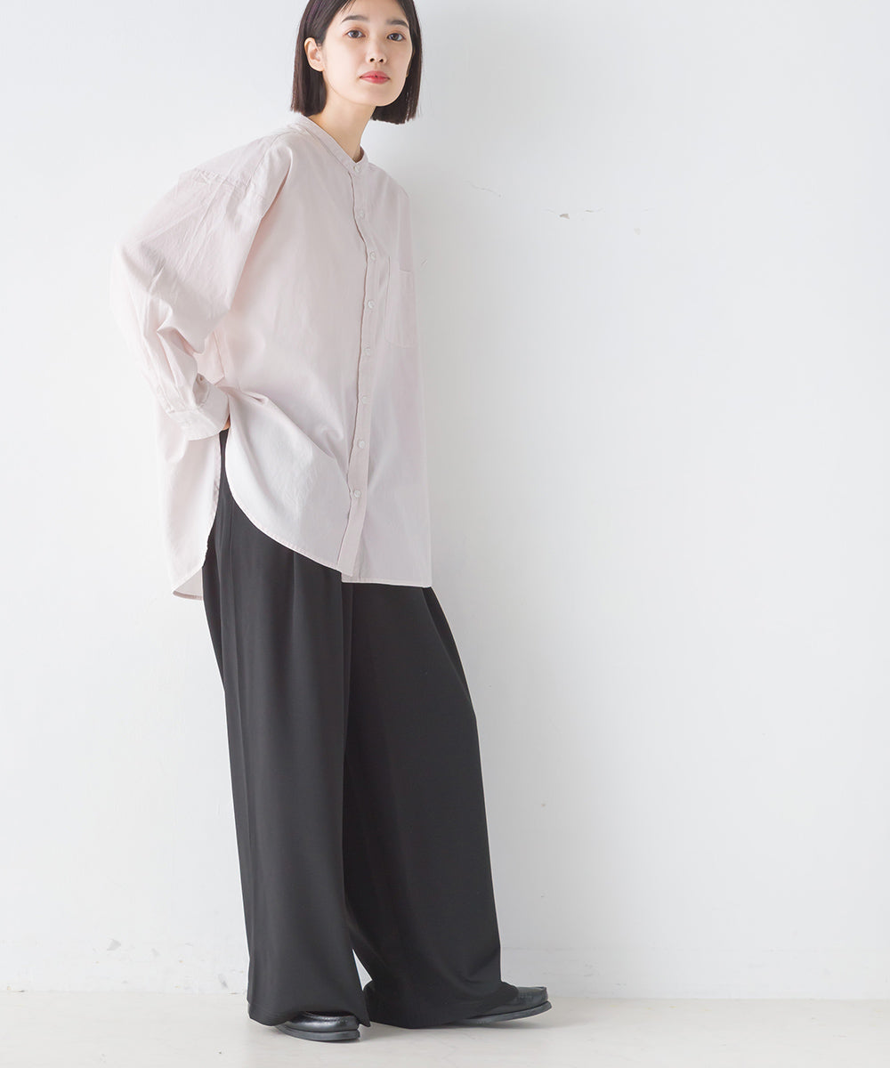 【OMNES】綾織ストレッチ タックワイドパンツ【7124-2154】