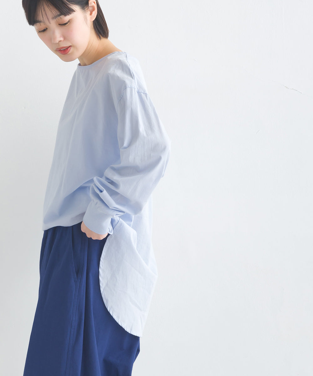 【OMNES】製品洗いコットンブロード裾ラウンドレイヤードブラウス【7124-4209】