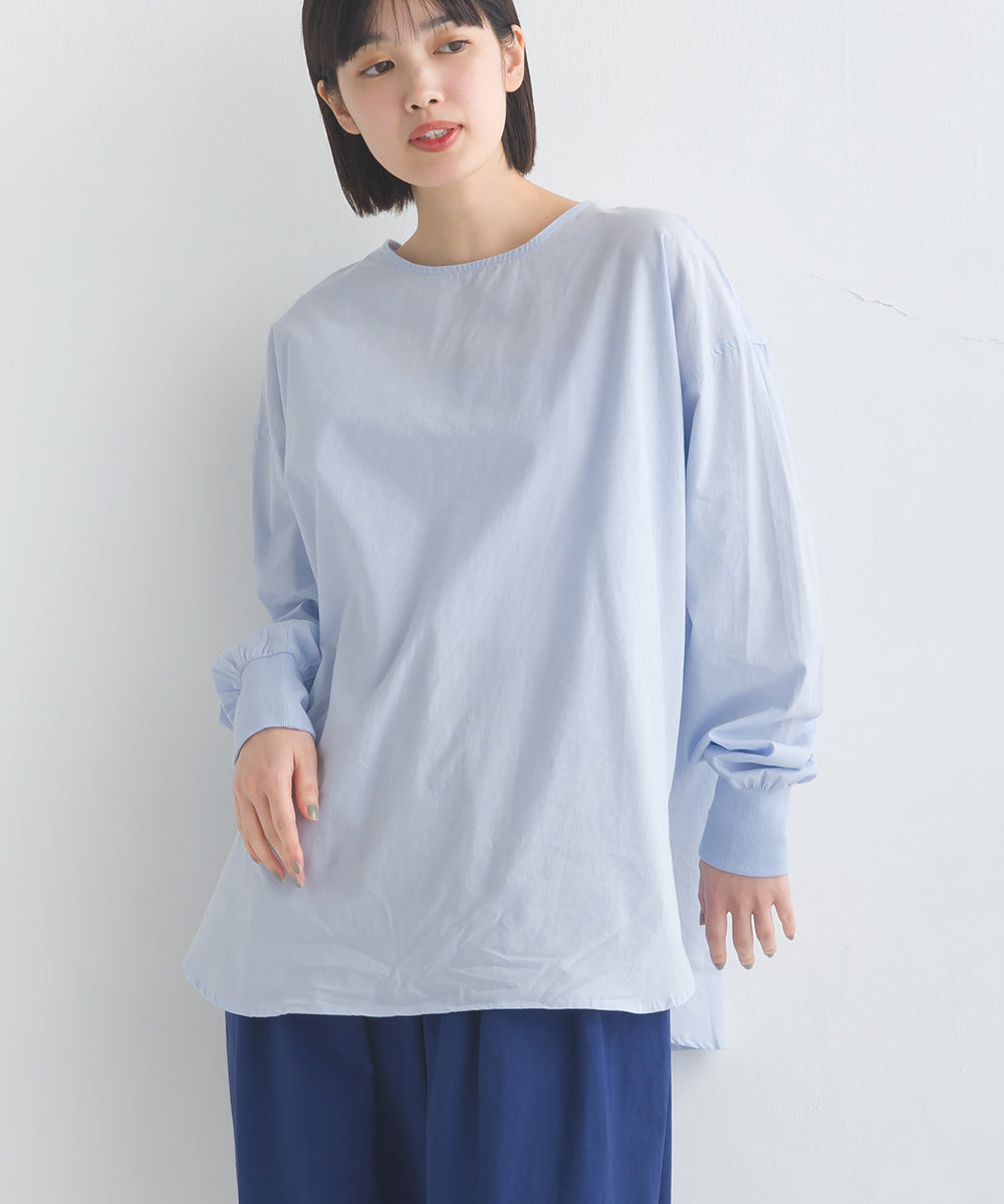 【OMNES】製品洗いコットンブロード裾ラウンドレイヤードブラウス【7124-4209】