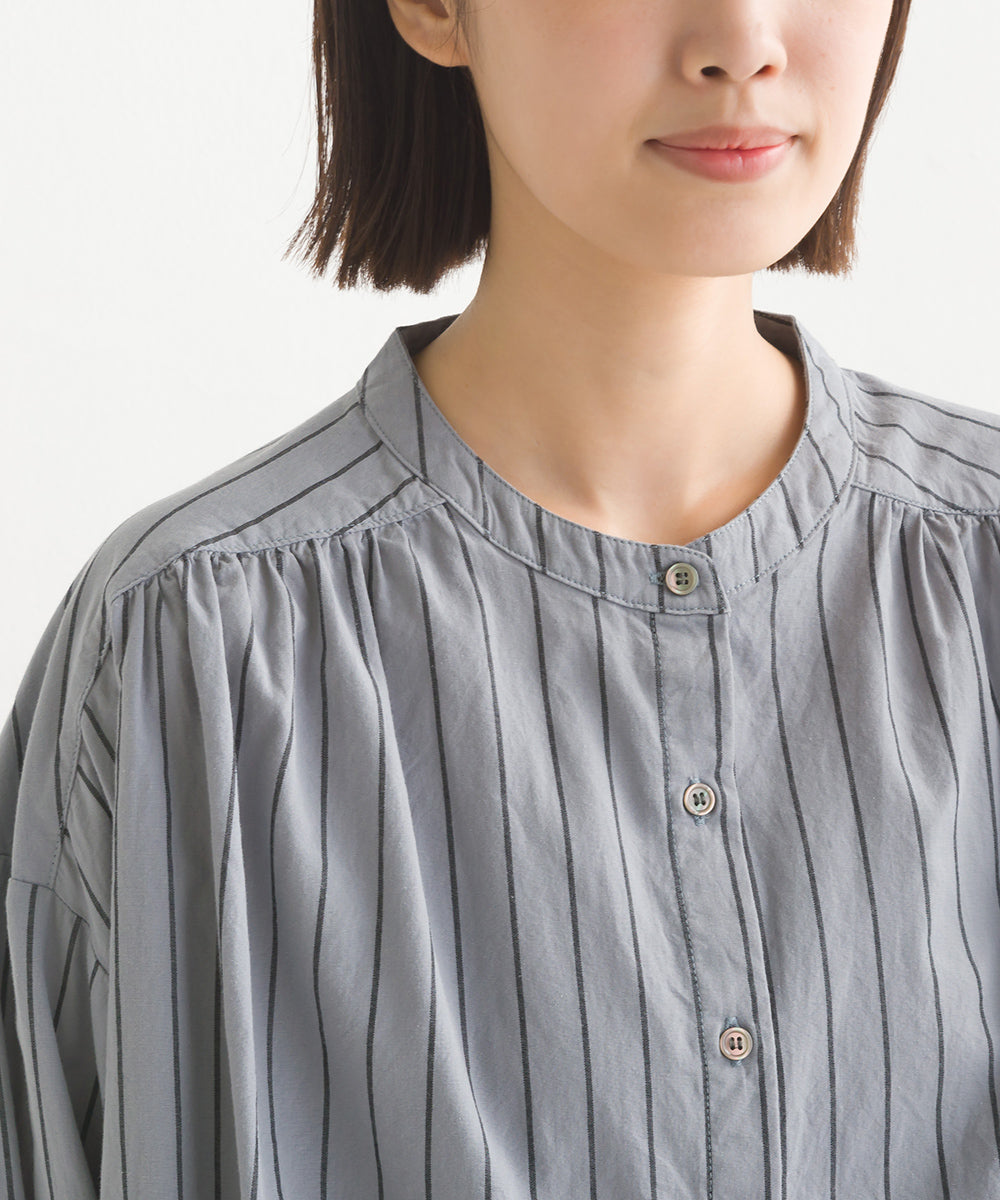 【OMNES】製品洗いコットンブロード袖口リボンオーバーシャツ【7124-4210】