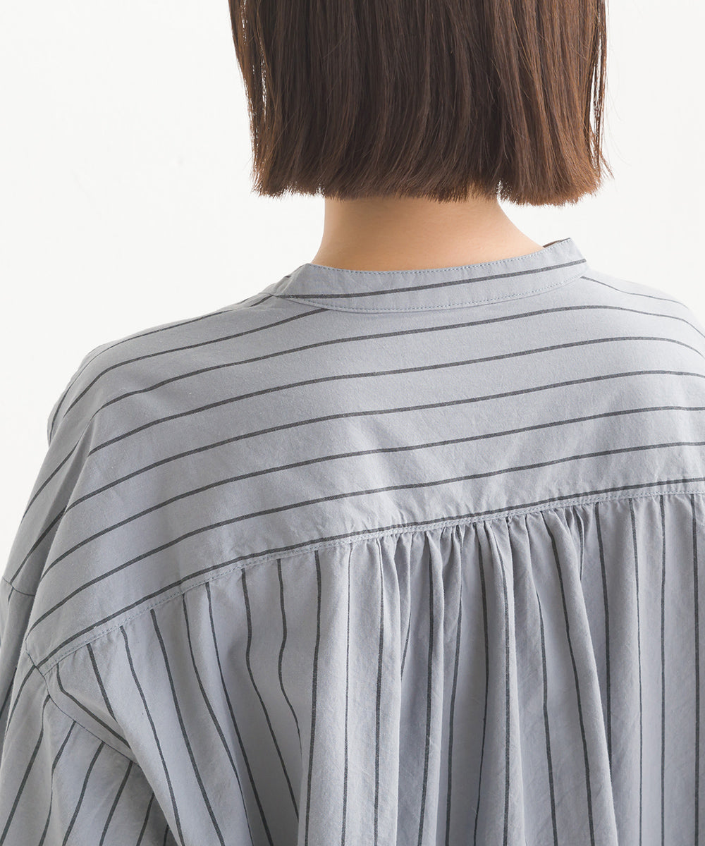 【OMNES】製品洗いコットンブロード袖口リボンオーバーシャツ【7124-4210】