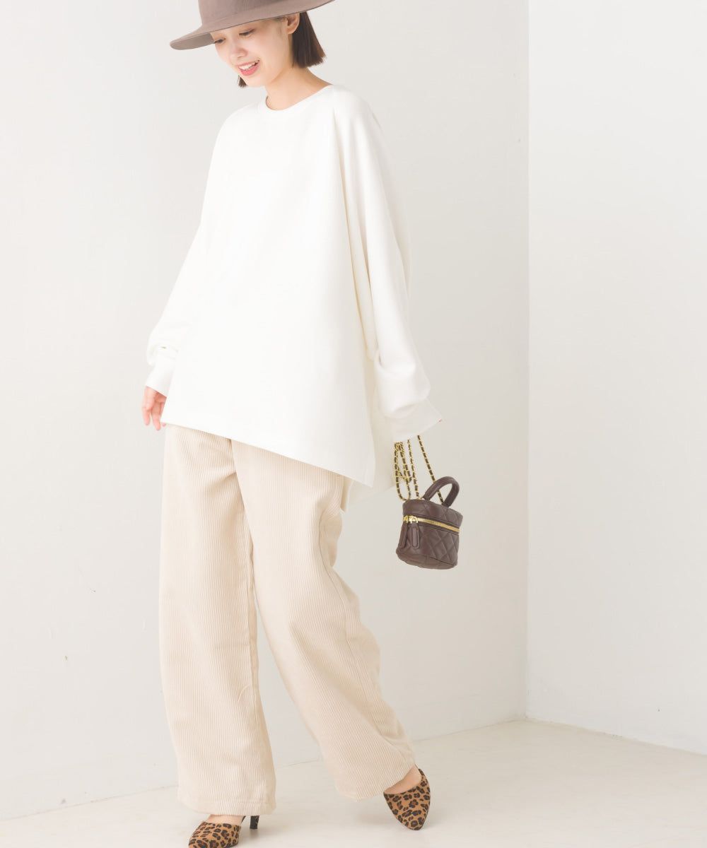 【OMNES】ソフトダンボールニット ワイドシルエット長袖プルオーバー【7124-5489】