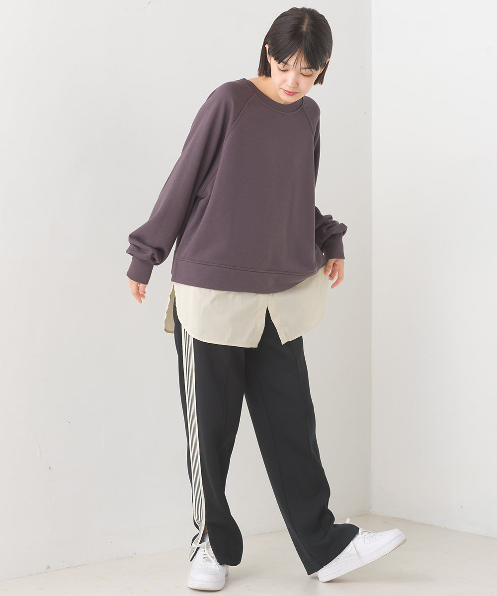 【OMNES】裏毛レイヤード風長袖プルオーバー【7124-5491】