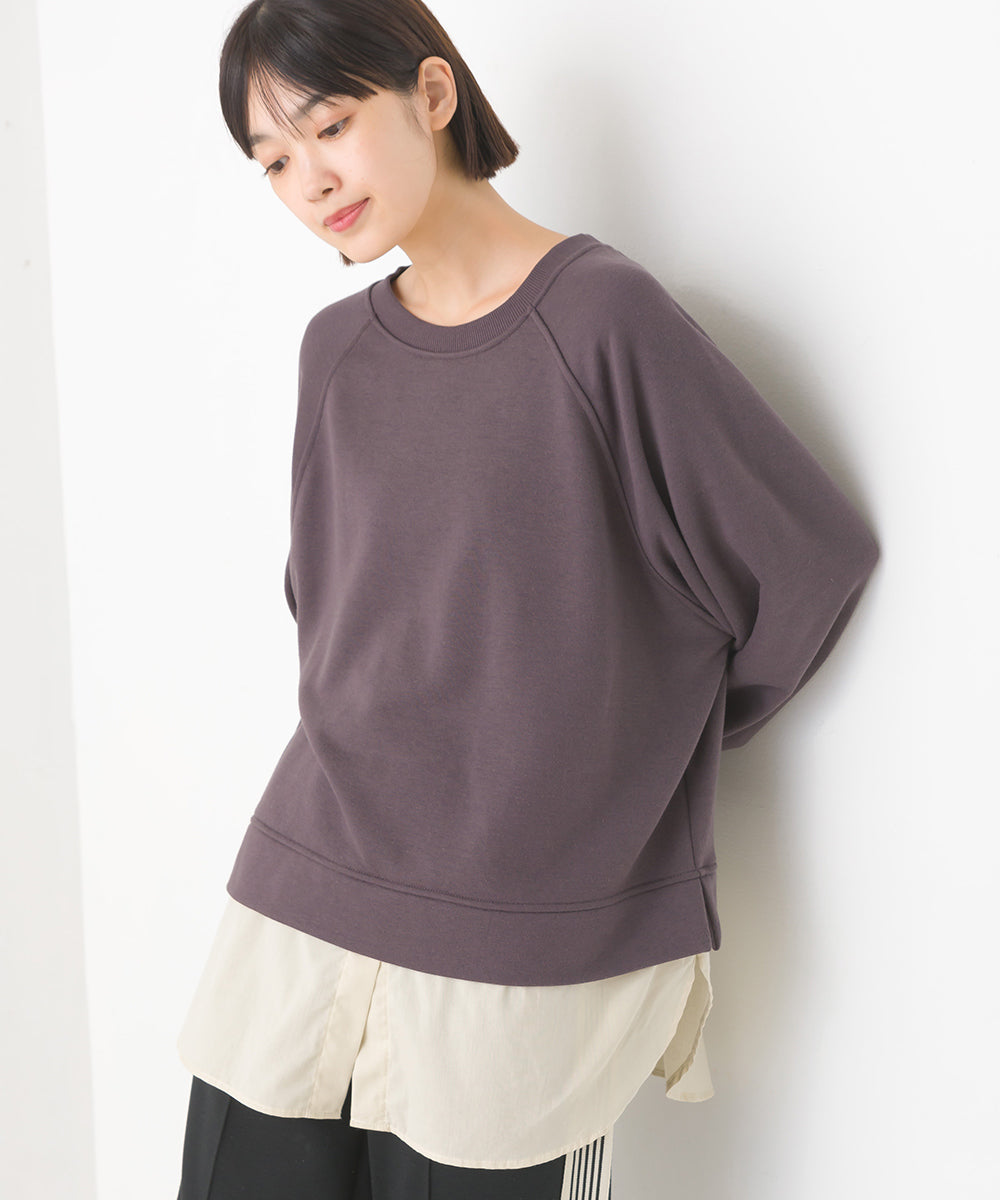 【OMNES】裏毛レイヤード風長袖プルオーバー【7124-5491】