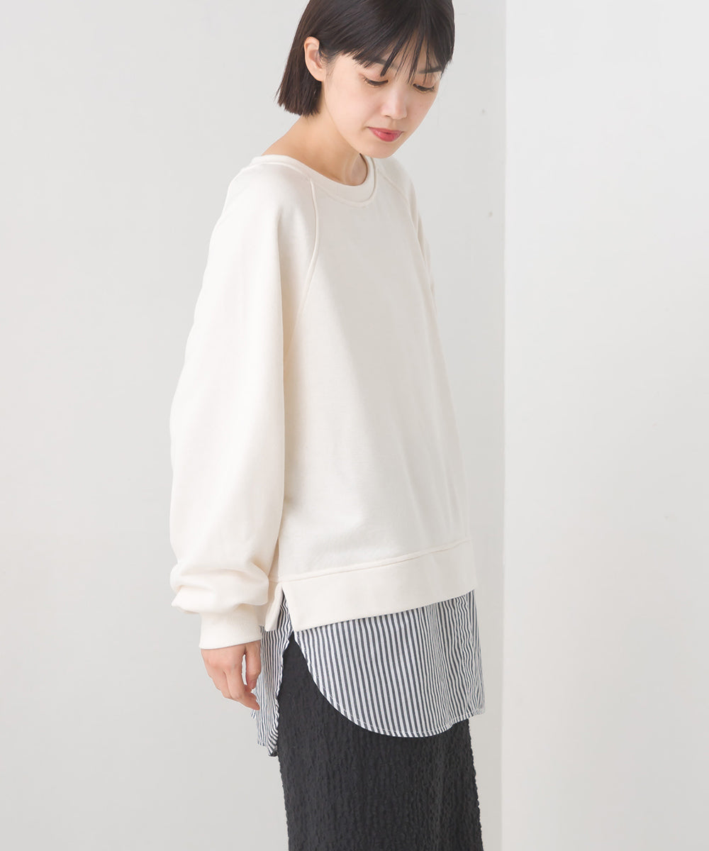 【OMNES】裏毛レイヤード風長袖プルオーバー【7124-5491】