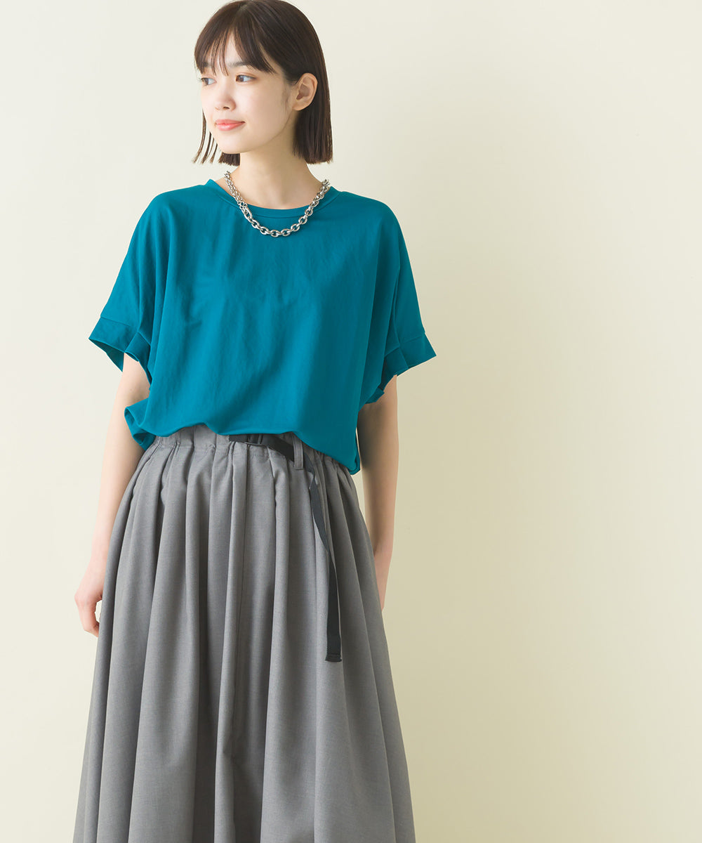 【OMNES】接触冷感レーヨンナイロン袖タック半袖プルオーバー【7124-5511】
