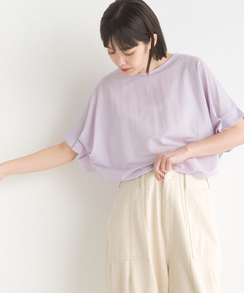 【OMNES】接触冷感レーヨンナイロン袖タック半袖プルオーバー【7124-5511】