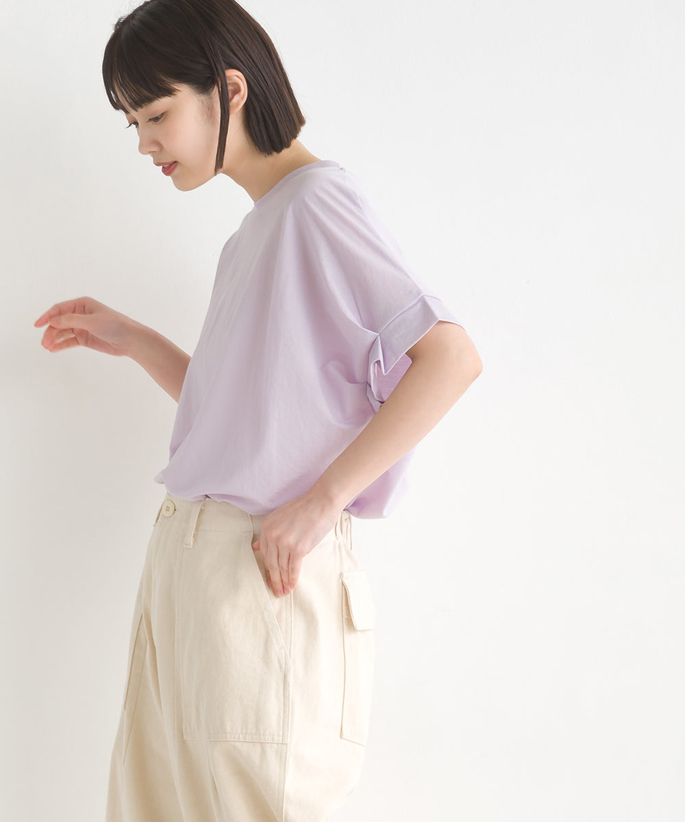 【OMNES】接触冷感レーヨンナイロン袖タック半袖プルオーバー【7124-5511】