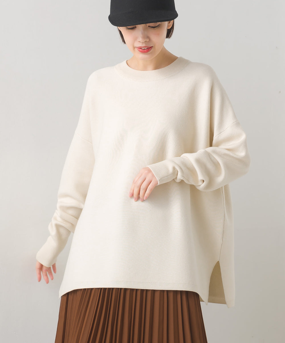 【OMNES】スウェットライクニットボックスシルエットプルオーバー【7124-6134】