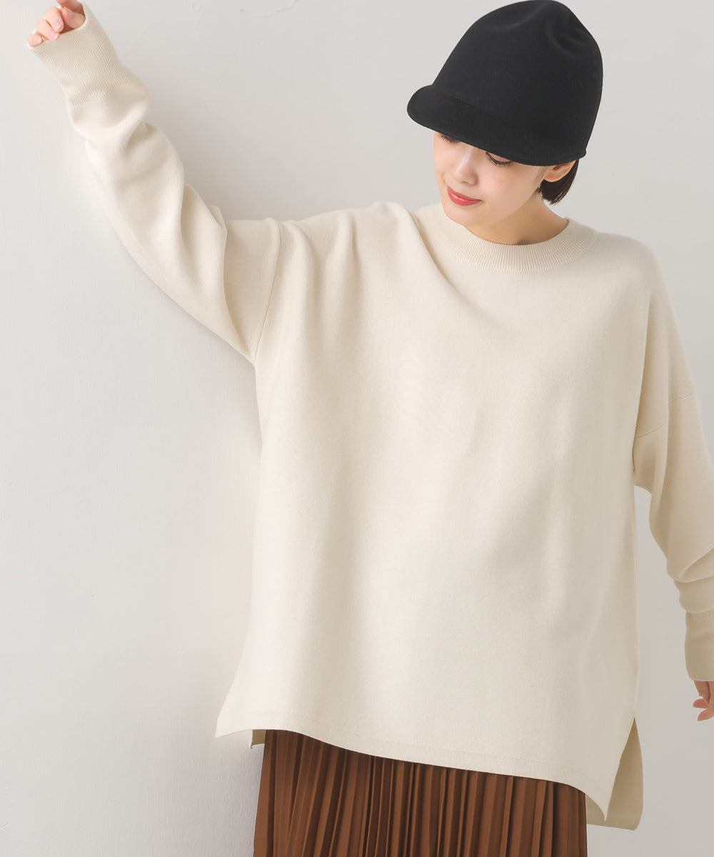 【OMNES】スウェットライクニットボックスシルエットプルオーバー【7124-6134】