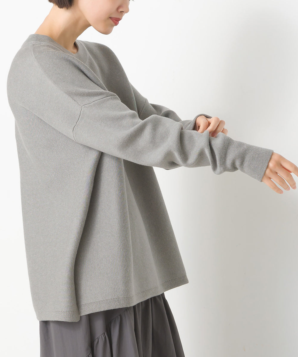 【OMNES】スウェットライクニットボックスシルエットプルオーバー【7124-6134】