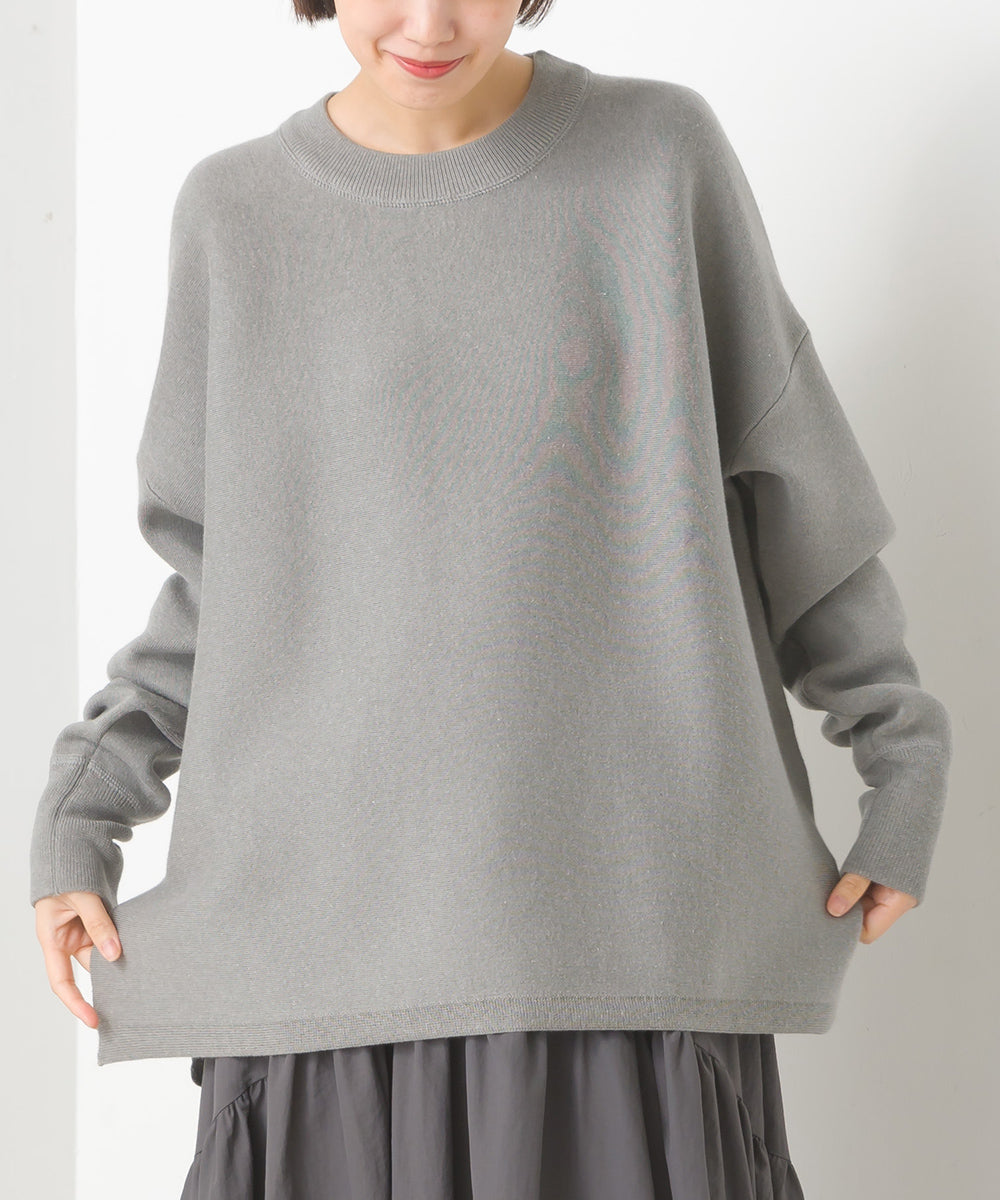 【OMNES】スウェットライクニットボックスシルエットプルオーバー【7124-6134】