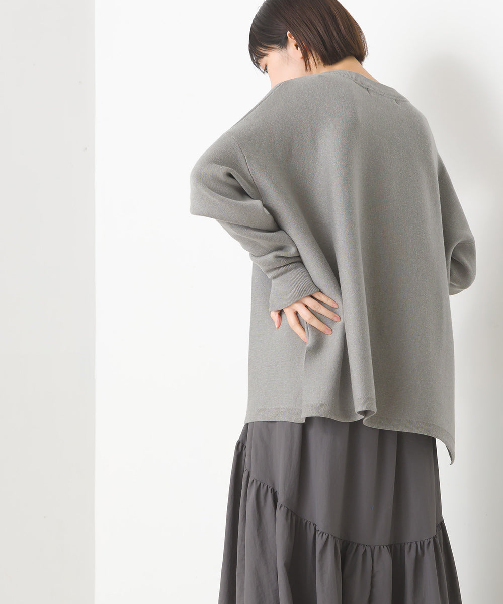 【OMNES】スウェットライクニットボックスシルエットプルオーバー【7124-6134】
