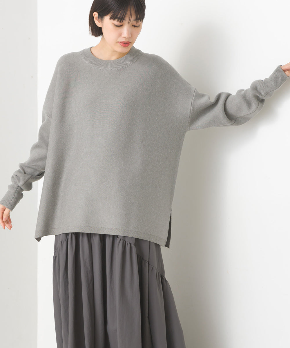 【OMNES】スウェットライクニットボックスシルエットプルオーバー【7124-6134】
