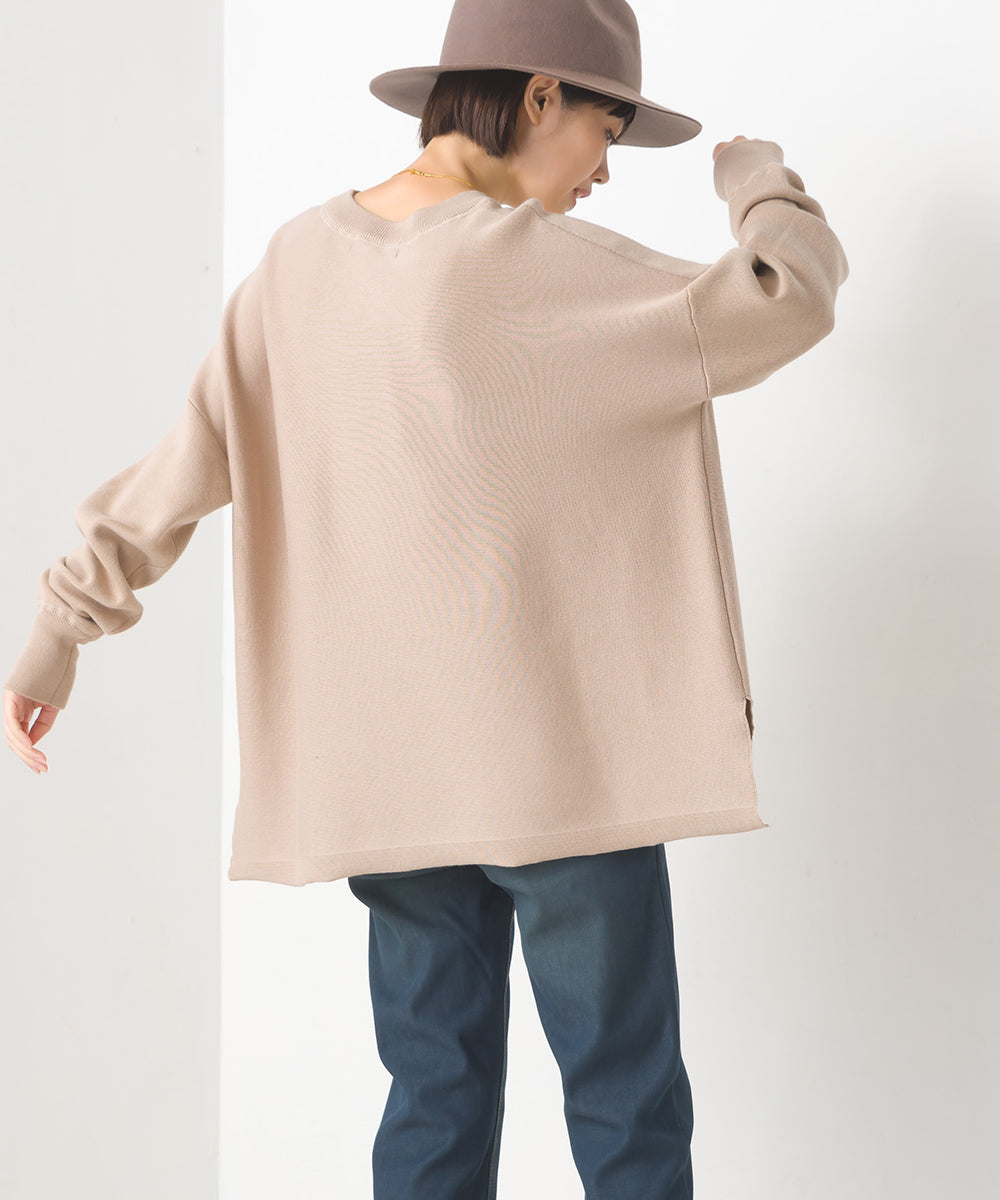 【OMNES】スウェットライクニットボックスシルエットプルオーバー【7124-6134】