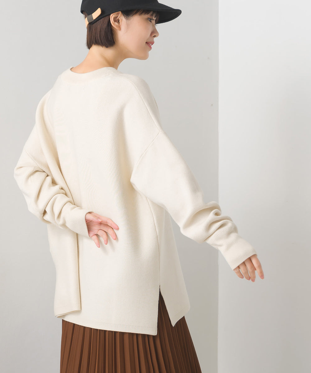 【OMNES】スウェットライクニットボックスシルエットプルオーバー【7124-6134】