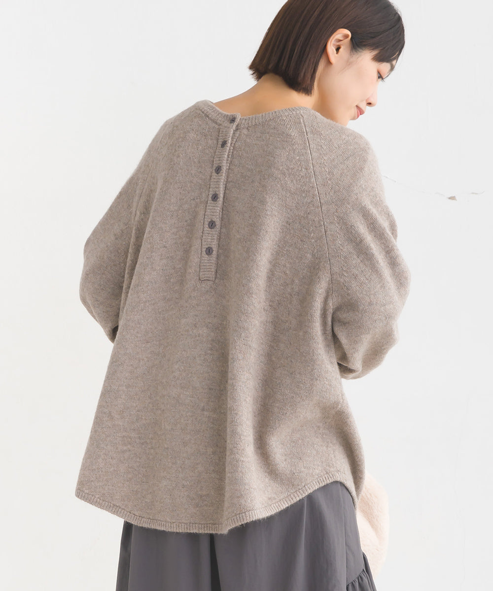 【OMNES】ウール混ヘンリーネックニットプルオーバー【7124-6148】