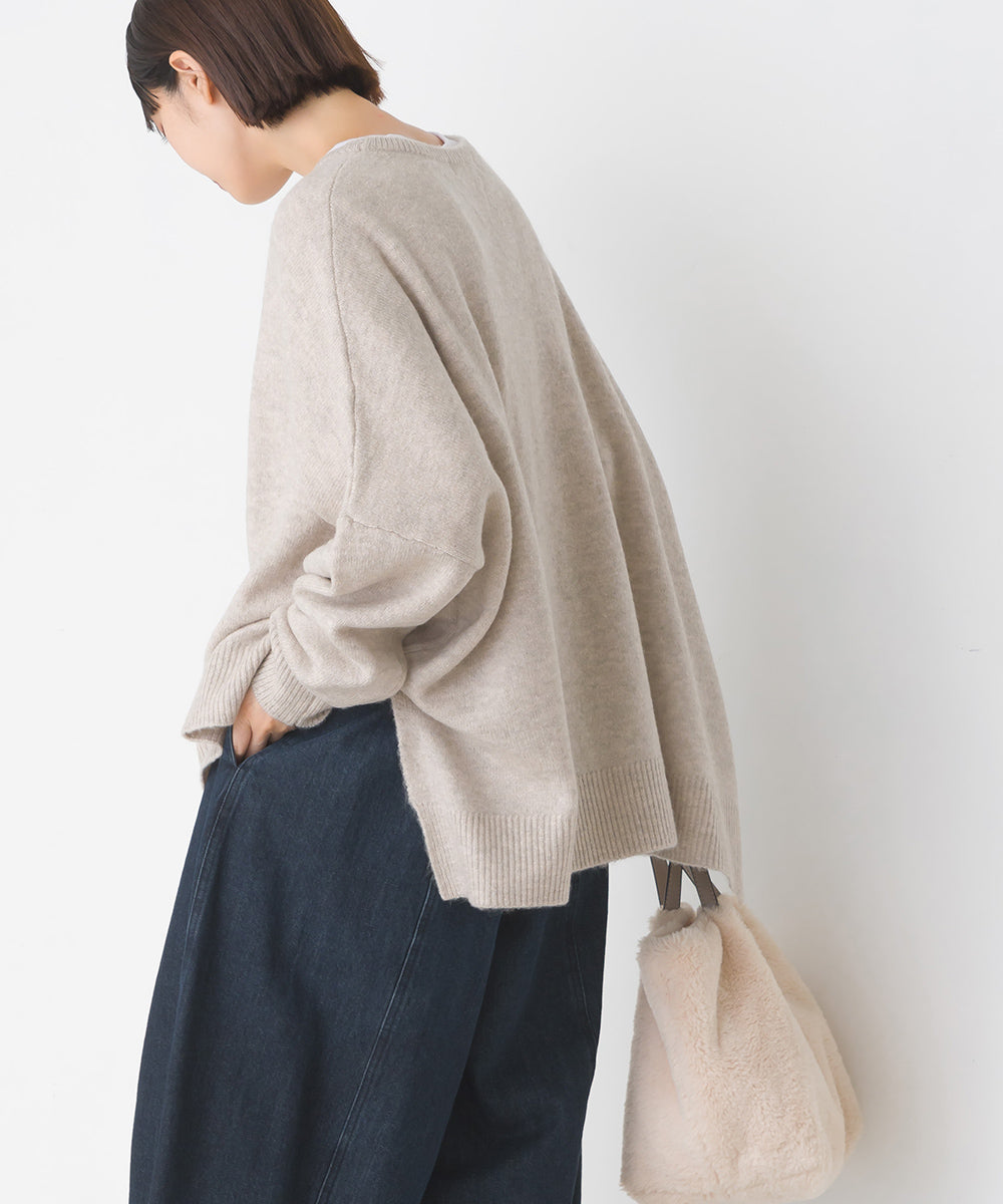 【OMNES】ウール混ニットボックスシルエットプルオーバー【7124-6149】