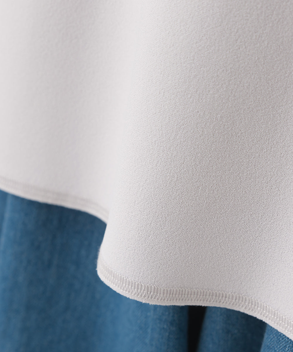 【OMNES】カットジョーゼット ガゼット裾ラウンドプルオーバー【7125-5547】