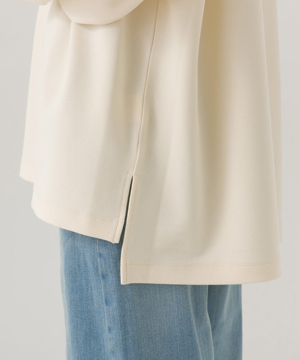 【OMNES】カットジョーゼット ロゴプリントボリューム袖プルオーバー【7125-5548】