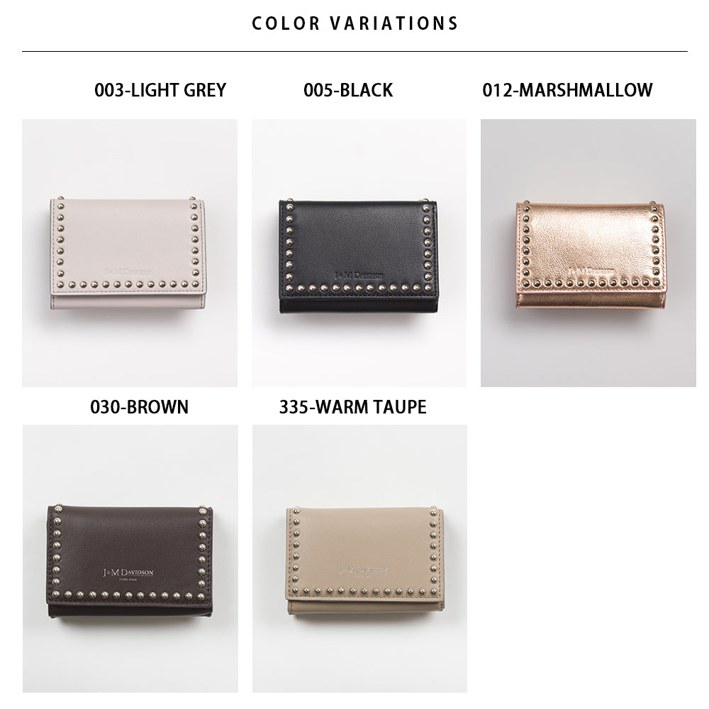 【J&M DAVIDSON】ジェイアンドエム デヴィッドソン FOLD WALLET WITH STUDS フォールド ウォレット ウィズ スタッズ ミニ財布 SFLW-1XX-SCXX 三つ折り ミニウォレット 並行輸入品【9902-22009】