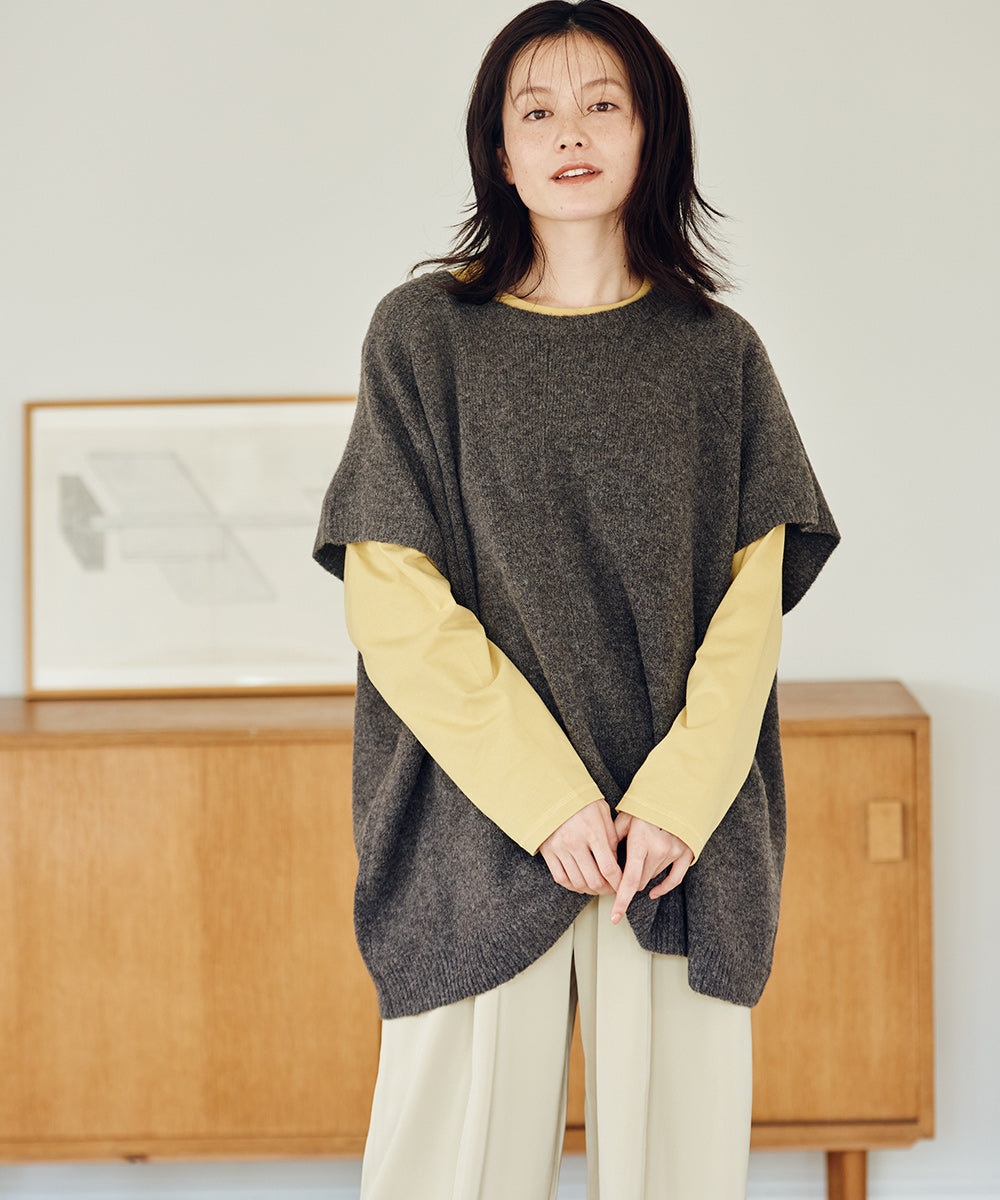 【OMNES】メランジ 2WAY オーバーシルエットニットボタンベスト【253W427OMN054】