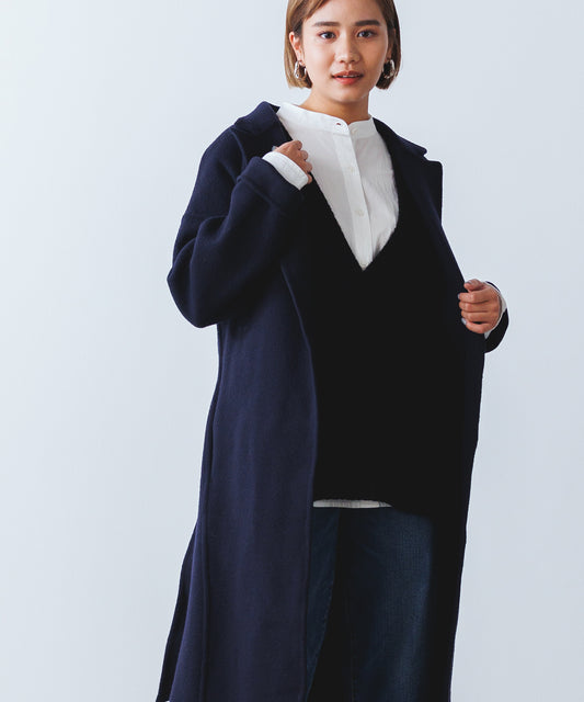 【hbA】【OMNES Supremo】イタリア製生地 ダブルフェイステーラードコート【1519-7036】